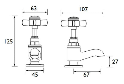Dawlish Short Basin Taps Brushed Nickel