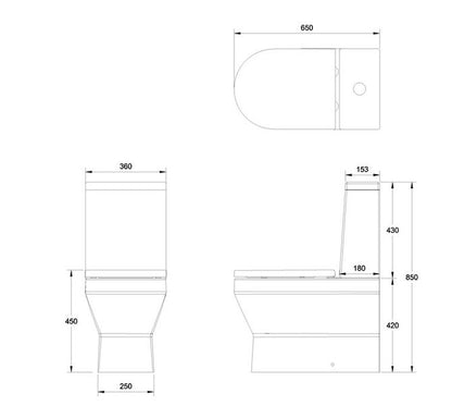 Curve2 Rimless Back To Wall Close Coupled Pan & SC Seat