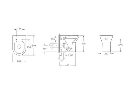 Essentials Blade Rimless Comfort Height Back to Wall Pan