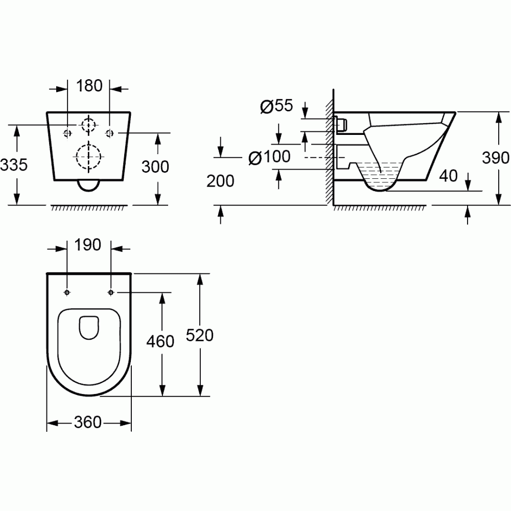 Cone Rimless Wall Hung WC Including Soft Close Seat