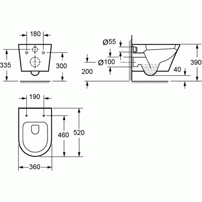 Cone Rimless Wall Hung WC Including Soft Close Seat