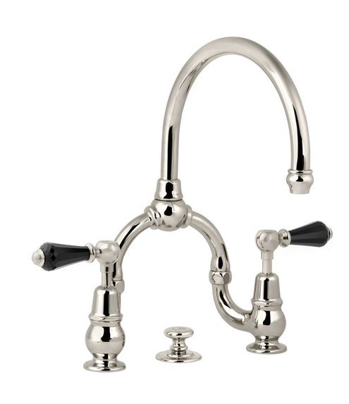 Lefroy Brooks La Chapelle Basin Bridge Mixer With Crystal Levers & Pop-Up Waste - Silver Nickel