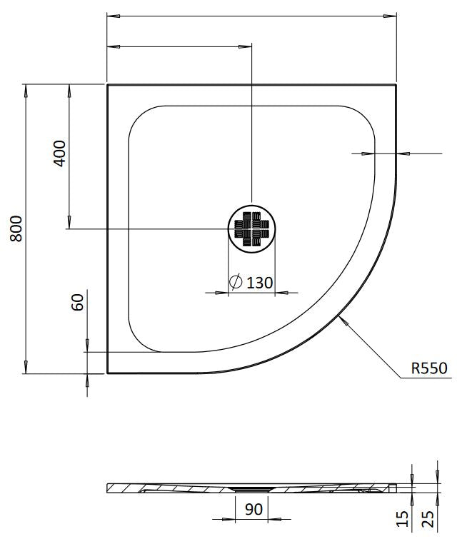Creo Quadrant Shower Tray 25mm - White Gloss Finish