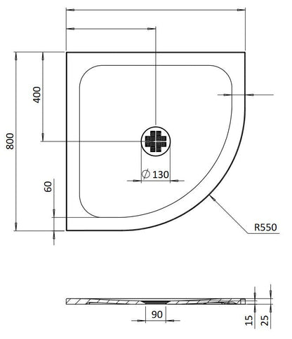 Creo Quadrant Shower Tray 25mm - White Gloss Finish