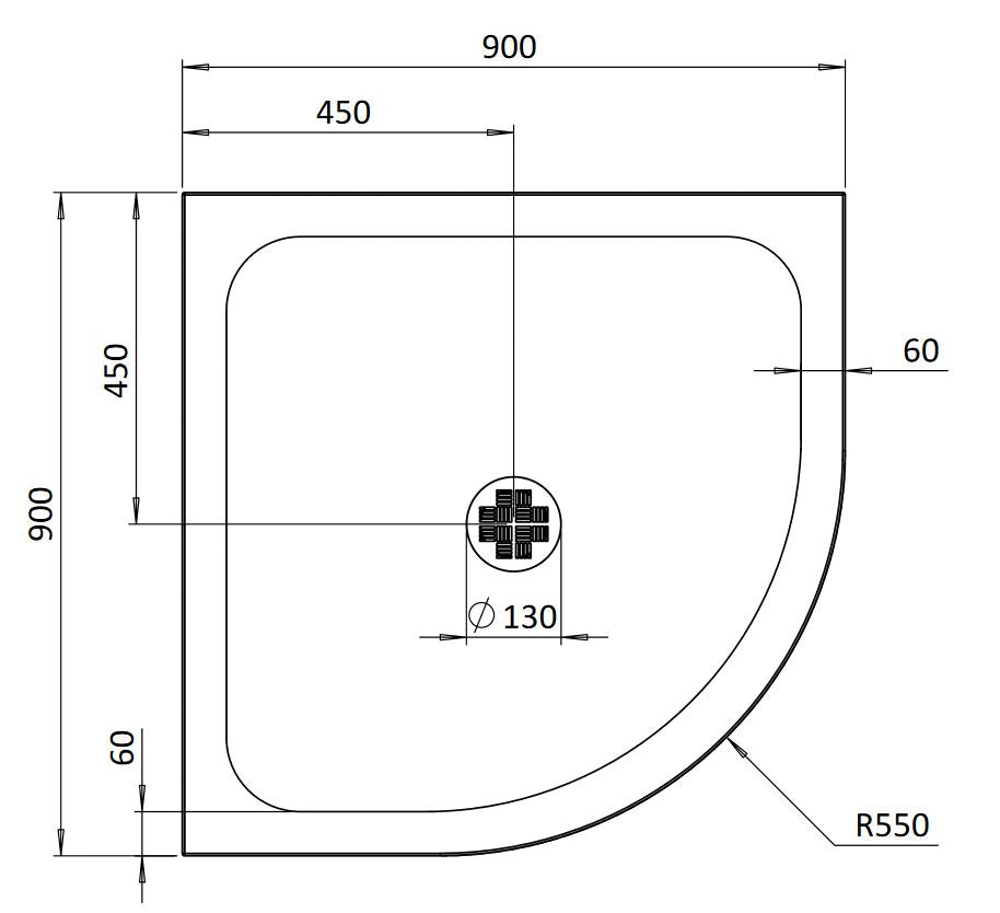 Creo 900mm Quadrant Shower Tray 25mm - White Gloss