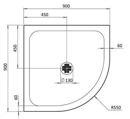 Creo 900mm Quadrant Shower Tray 25mm - White Gloss