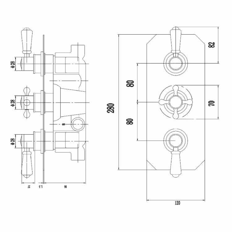 BC Designs Victrion 2 Outlet Shower Concealed Shower Valve