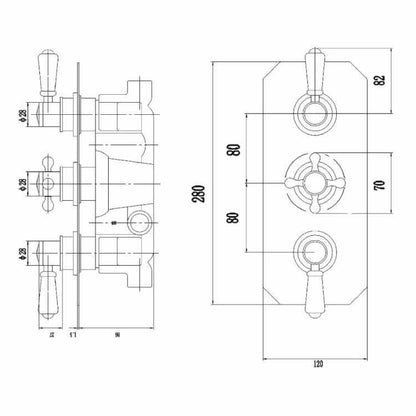BC Designs Victrion 2 Outlet Shower Concealed Shower Valve