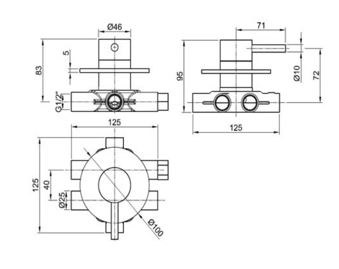 Just Taps Inox 4 Way Diverter Valve