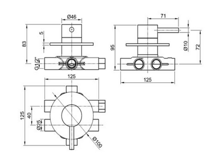 Just Taps Inox 4 Way Diverter Valve