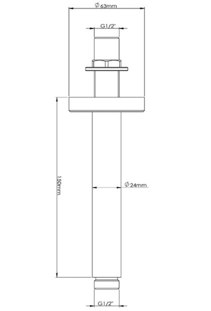BC Designs Victrion Ceiling Mounted Shower Arm 150mm Chrome