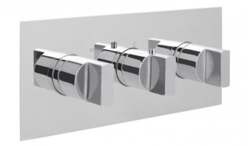 Just Taps Leo Thermostatic Concealed 3 Outlet Shower Valve, Horizontal