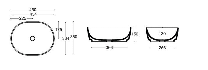 Crosswater Pearl Matt White 450 x 350 Countertop Basin