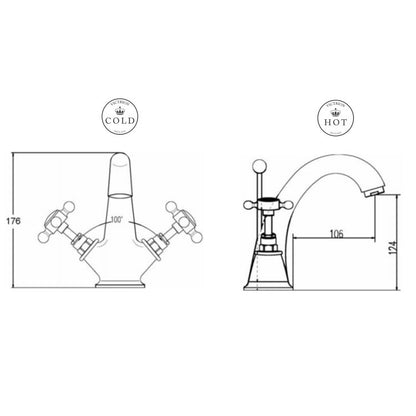 BC Designs Victrion Crosshead Mono Basin Mixer Chrome