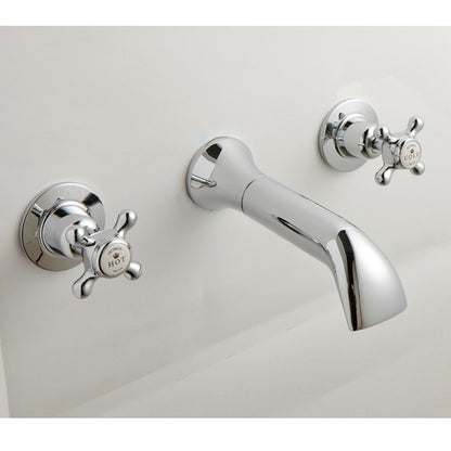 Victrion Crosshead 3-hole Wall Mounted Basin Mixer