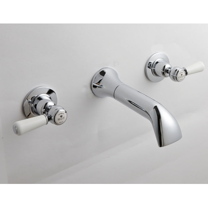 Lever 3-hole Wall Mounted Basin Mixer Chrome