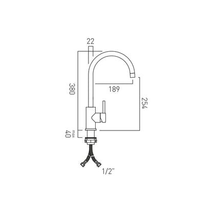 Vado Bahr Mono Sink Mixer - Swivel Spout - Brushed Stainless Steel Finish