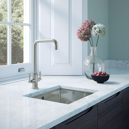 VADO Spirit Mono Sink Mixer - Swivel Spout - Brushed Stainless Steel Finish