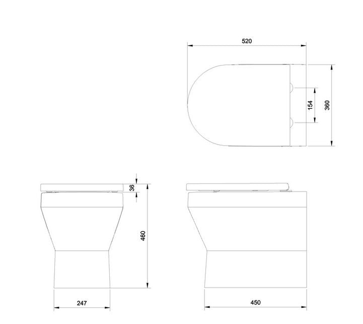 Curve2 Rimless Back To Wall WC & Soft Close Seat