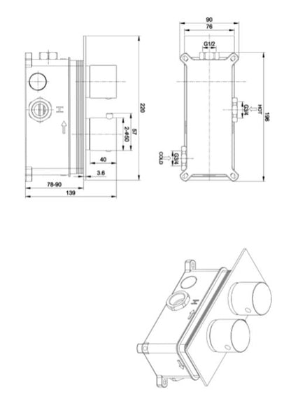 Lever Chrome Concealed Shower Valve 1 outlet