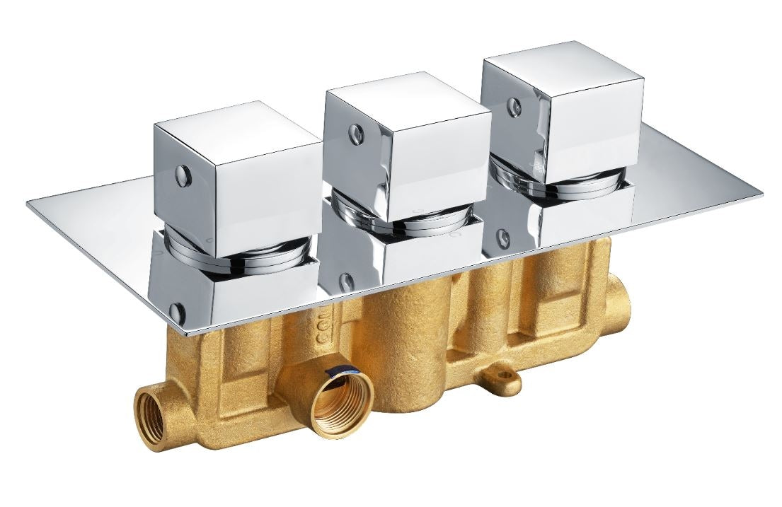 Square Chrome Concealed Shower Valve 2 outlet