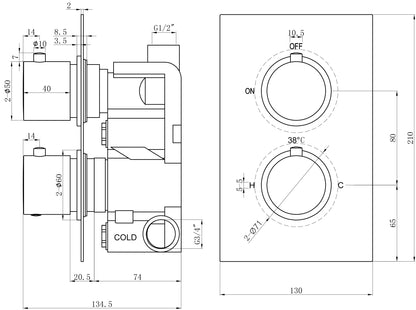 Lever Chrome Concealed Shower Valve 1 outlet
