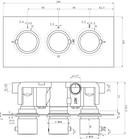Lever Chrome Concealed Shower Valve 2 outlet