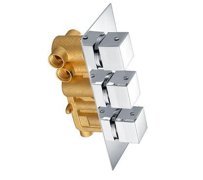 Square Chrome Concealed Shower Valve 3 outlet