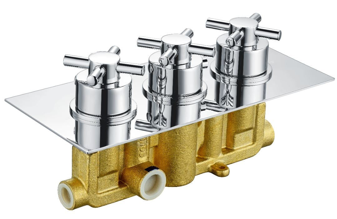 Cross Chrome Concealed Shower Valve 2 outlet