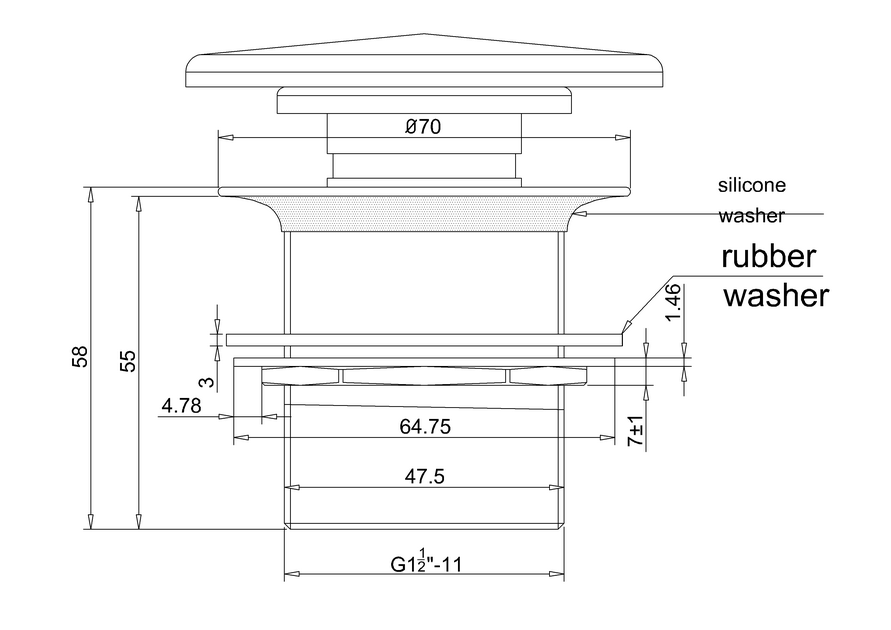 Clearwater Natural Stone Satin White Click-Clack Bath Waste