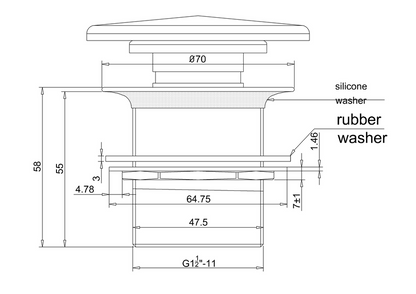 Clearwater Natural Stone Satin White Click-Clack Bath Waste