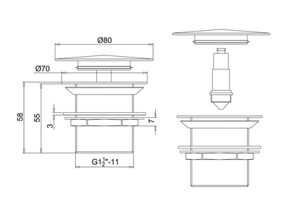 Clearwater ClearStone Click-Clack Bath Waste (un-slotted)