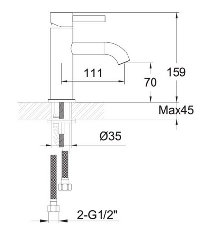 Just Taps Florence Single Lever Basin Mixer Without Pop Up Waste