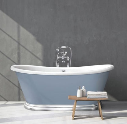 BC Designs The Boat Bath 1700 x 750mm Free Standing Double Ended Bath White Gloss With Aluminium Plinth