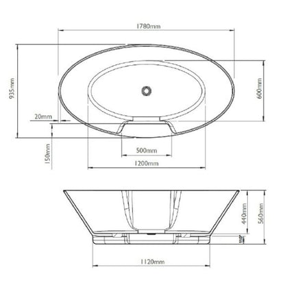 Chalice Major 1780 x 935mm Free Standing Double Ended Bath White Gloss