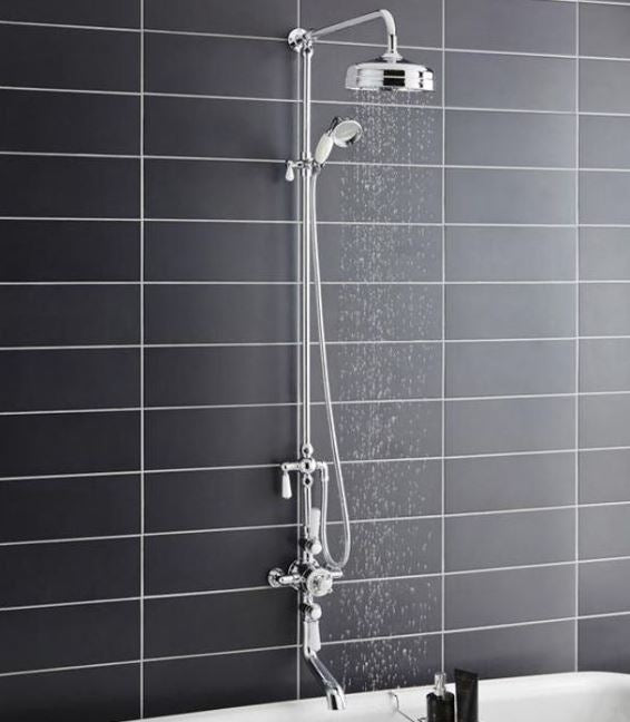 VICTRION TRIPLE EXPOSED VALVE, SPOUT & 8 HEAD CHROME"