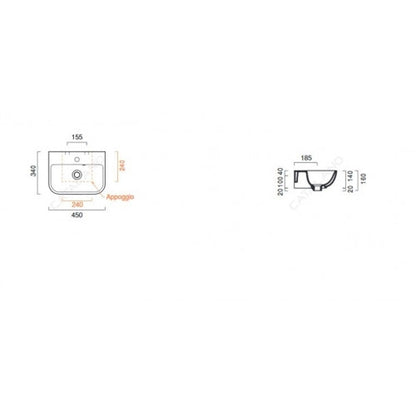 Catalano Sfera 450 x 340 Basin 1TH Hole