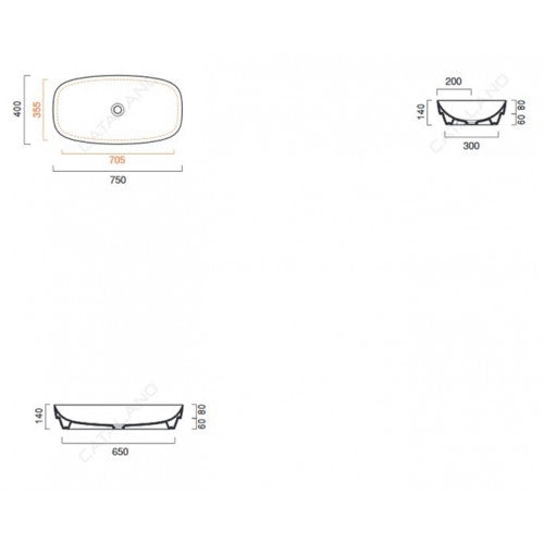 Green Lux 750 x 400mm White Basin
