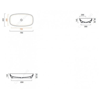 Green Lux 750 x 400mm White Basin