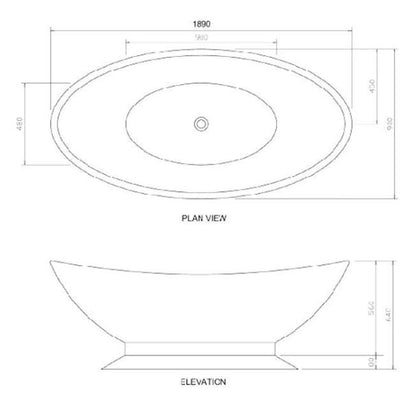 BC Designs Kurv 1890 x 900mm Composite Free Standing Bath Double Ended Silk Matt White