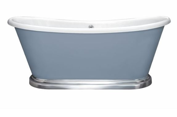 BC Designs The Boat Bath 1700 x 750mm Free Standing Double Ended Bath White Gloss With Aluminium Plinth