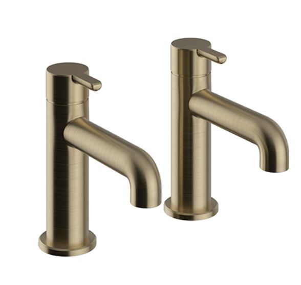 Dartmouth Basin Pillar Taps Brushed Brass