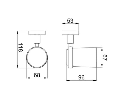 96 x 68 x118mm Circular Tumbler Holder Brushed Brass