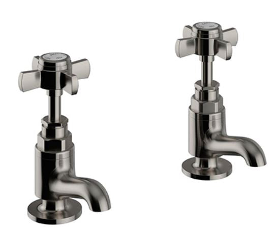 Dawlish Short Basin Taps Brushed Nickel