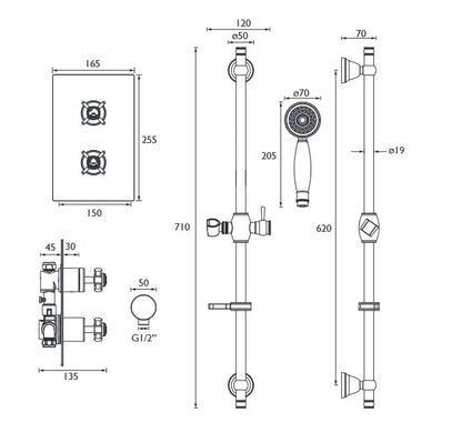 Dawlish Concealed  Valve & Shower Kit Chrome