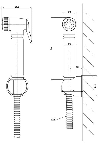 Chrome Douche Bracket Hose