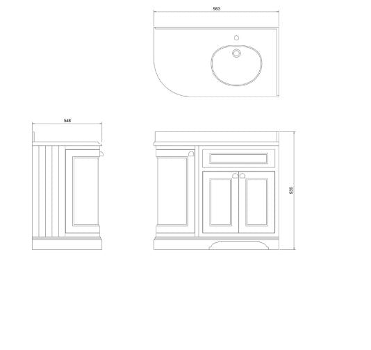 Burlington Freestanding 100 Vanity Unit RH w/ White Basins