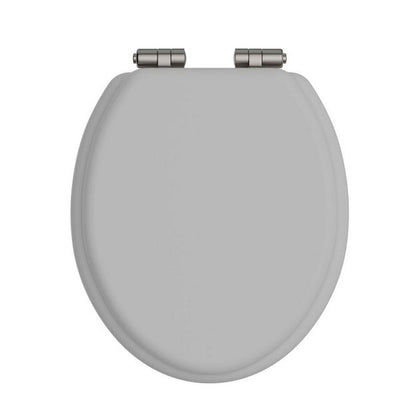 Heritage WC Seat Soft Close Brushed Nickel Hinge Dove Grey