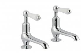 Just Taps Grosvenor Lever Long Nose Basin Taps - Nickel