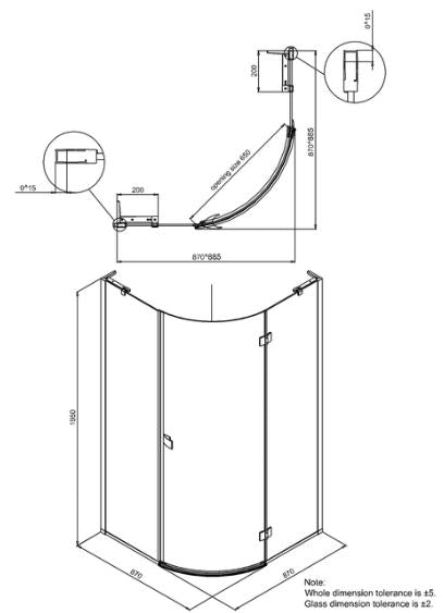 Crosswater Design Quadrant Single Door Shower Enclosure 900mm
